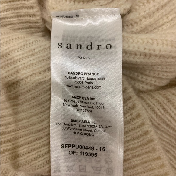 Sandro | Mike Ruffle-Trimmed Wool-Blend Sweater | Cream | Size 1 (US S) - Picture 7 of 10